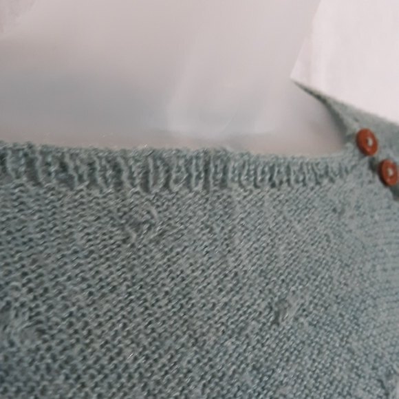 Handmade Knit Sweater Gray Textured Side Buttons - Picture 10 of 10